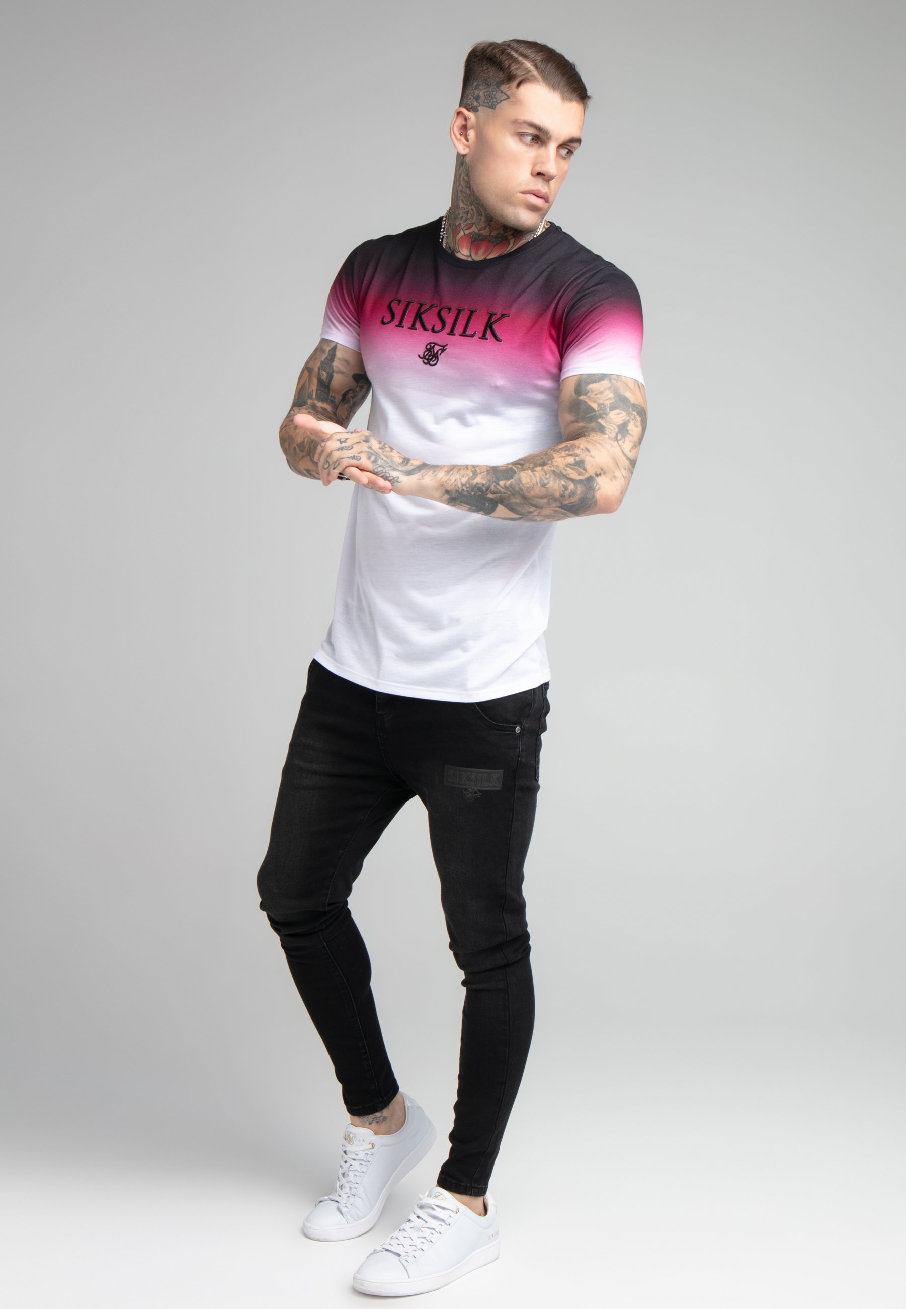 SIKSILK HIGH FADE GYM TEE - Camiseta estampada - black/red/white/negro -  Zalando.es