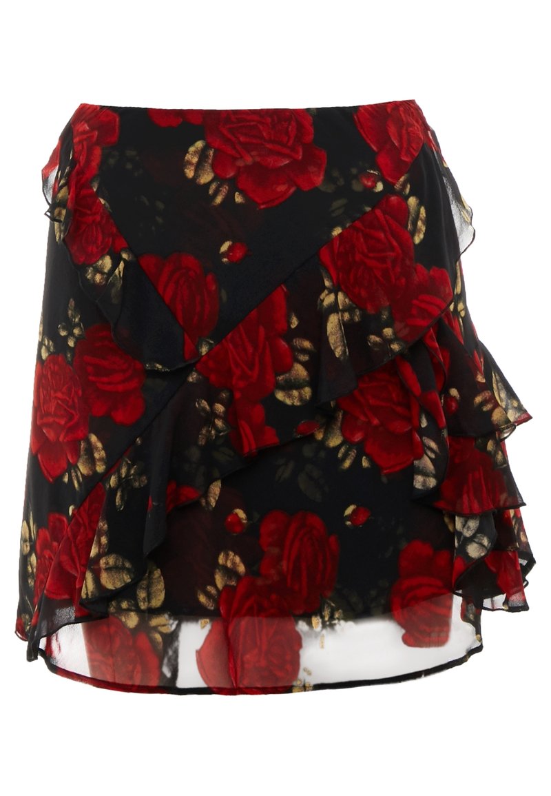 Mini-jupe en jean femme avec décoration fleur LALI Bleu