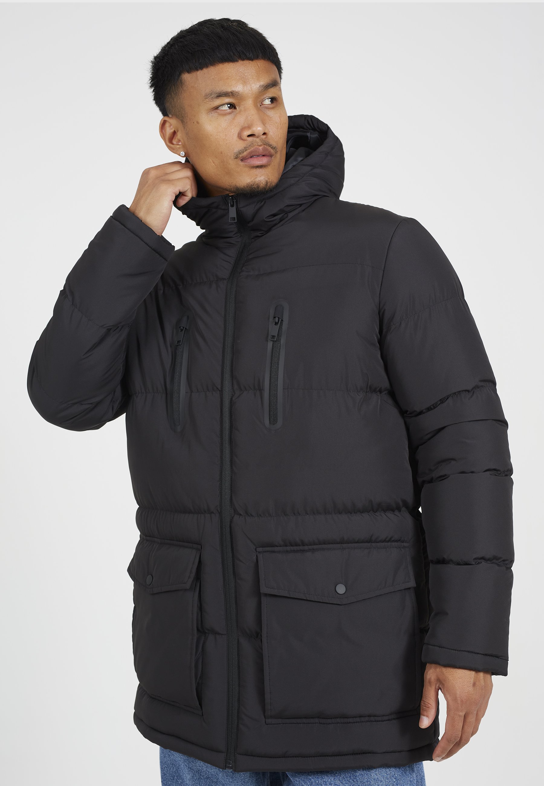 SUBLATIONS×STOCK FRONT ZIP DAMAGED PARKA Brave Soul OAKWOOD - Parka - black - Zalando.ie