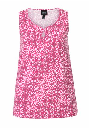 Ulla Popken, FLORAL TILE PRINT KEYHOLE CUTOUT TANK TOP - Top - pink