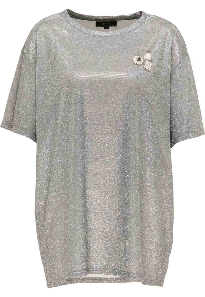 faina T-shirt print zilverkleurig