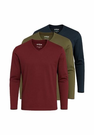 3 PACK - Långärmad tröja - olive/navy/burgundy