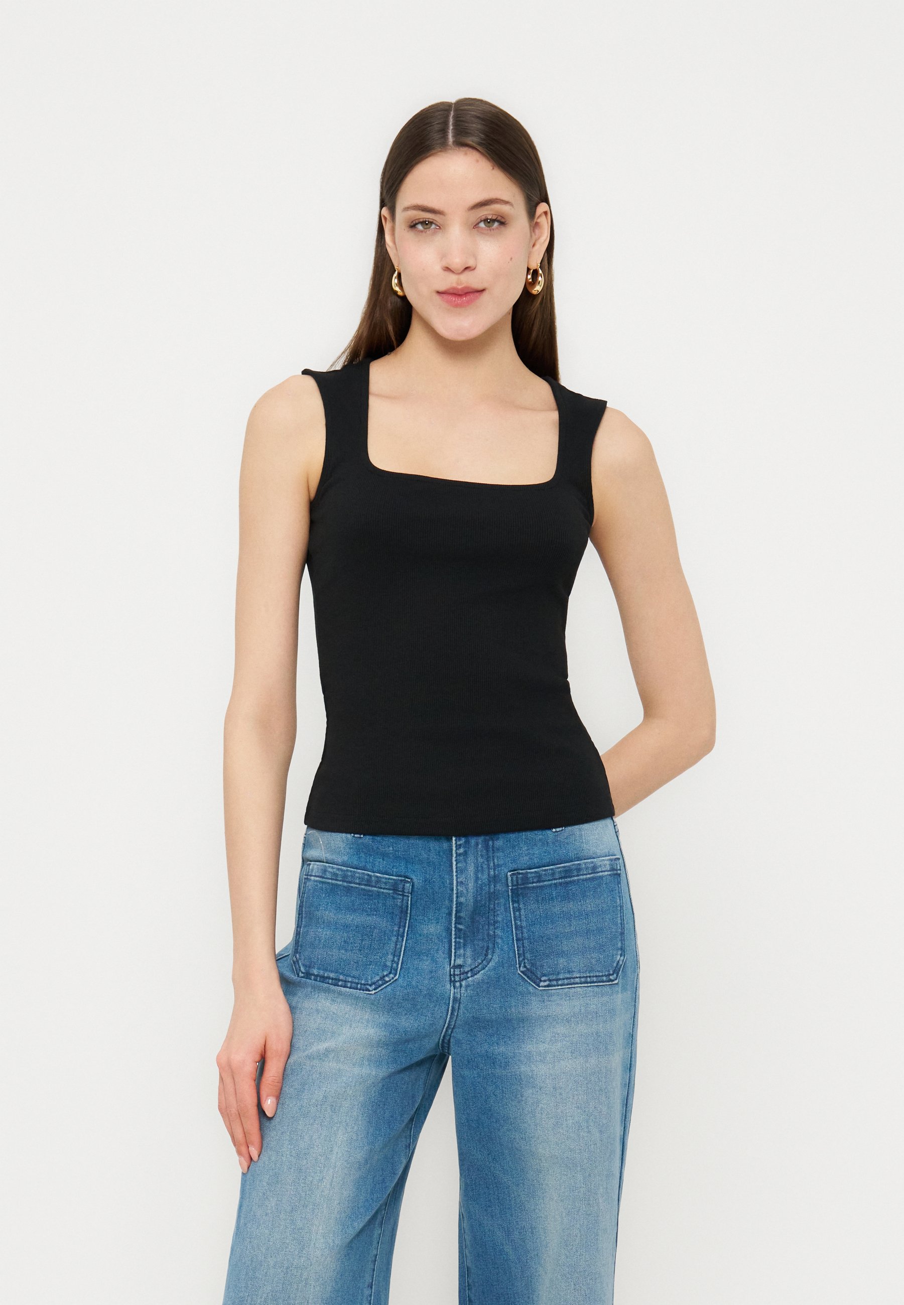 Top Donna, Confezione Da 3 Canottiere Estate A Coste, Senza Maniche, Vestibilità Morbida E Leggera, Con Bottoni, Colori Vari