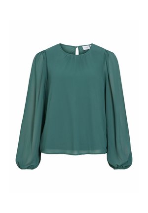 VILA, LONG SLEEVED TOP VIURA ROUND NECK - Блуза - pineneedle