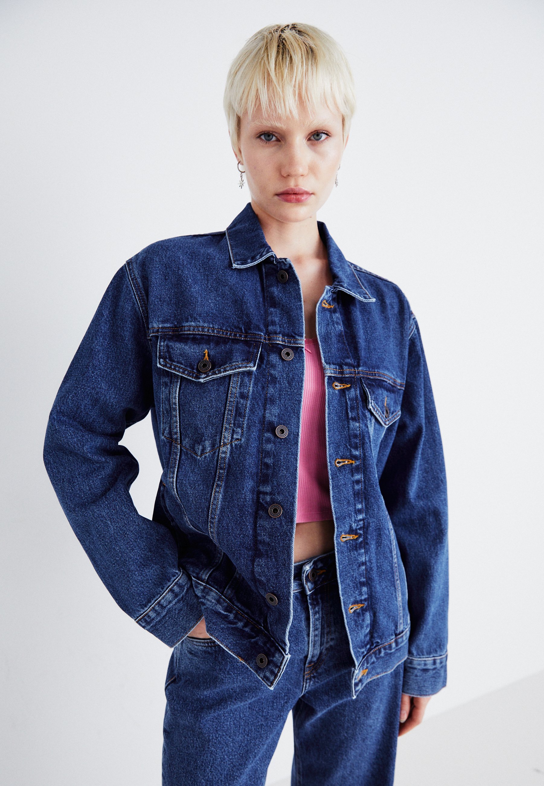 Veste En Jean Pepe Jeans Femme – Taille EU 38 – Rose – Style Romantique