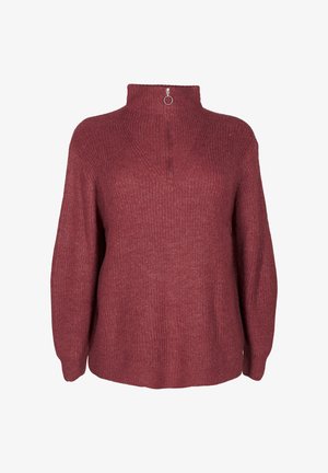 Zizzi FLASH MIT HOHEM KRAGEN UND REISSVERSCHLUSS - Neule - merlot mel