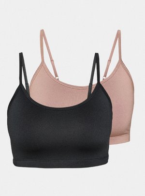 2 PACK MEDIUM SUPPORT SPORTS BRA WITH ADJUSTABLE STRAPS - Keskmiselt toetav spordirinnahoidja - black/brown