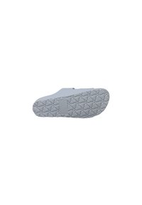 Scarpa bianca slip-on con suola in gomma testurizzata caratterizzata da motivi a forma di stella e materiale superiore liscio. Suola progettata per offrire aderenza e comfort.