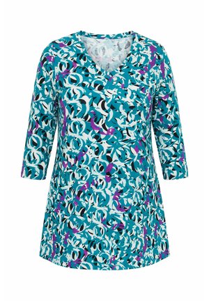 Ulla Popken, LONGSHIRT, GRAFISCHER DRUCK, V-AUSSCHNITT, 3/4-ARM - T-shirt à manches longues - emerald