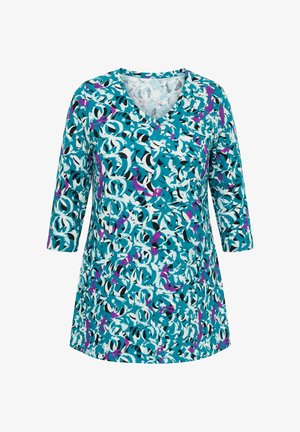Ulla Popken, LONGSHIRT, GRAFISCHER DRUCK, V-AUSSCHNITT, 3/4-ARM - T-shirt à manches longues - emerald