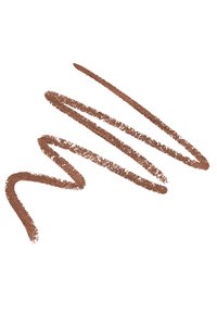Poudre cosmétique marron tracée en ligne ondulée sur un fond blanc, mettant en avant une texture fine avec une finition douce et mate.