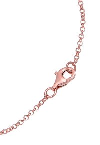 Halskedja i roséguld med en kroklås på vit bakgrund, som visar länkade ovala kedjedelar.