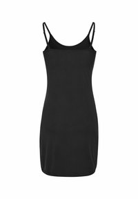 Mustamata ilma varrukat kleit, millel on sobiv siluett ja mis on valmistatud siledast kangast. Omab õhukesi rihmasid ja sirget krae, ulatudes keskeani.