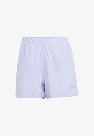 Vaaleanliilat urheilushortsit, jotka on valmistettu sileästä, kevyestä kankaasta. Shortsien vyötäröllä on joustava vyö ja sivussa pieni harmaa logo.