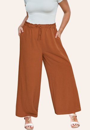 LACE UP WIDE LEG - Broek - brown