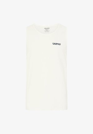 White sleeveless tank top made of cotton, featuring a round neckline and a small blue "blend" logo on the left chest area.