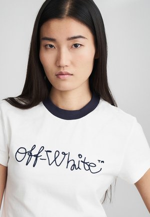 SCRIPT LOGO FITTED FITTED TEE - Tričko s potlačou - white/blue