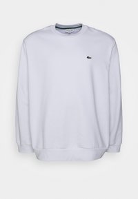 Witte sweatshirt van zachte stof, met een ronde hals, lange mouwen en een klein groen Lacoste-logo op de borst.
