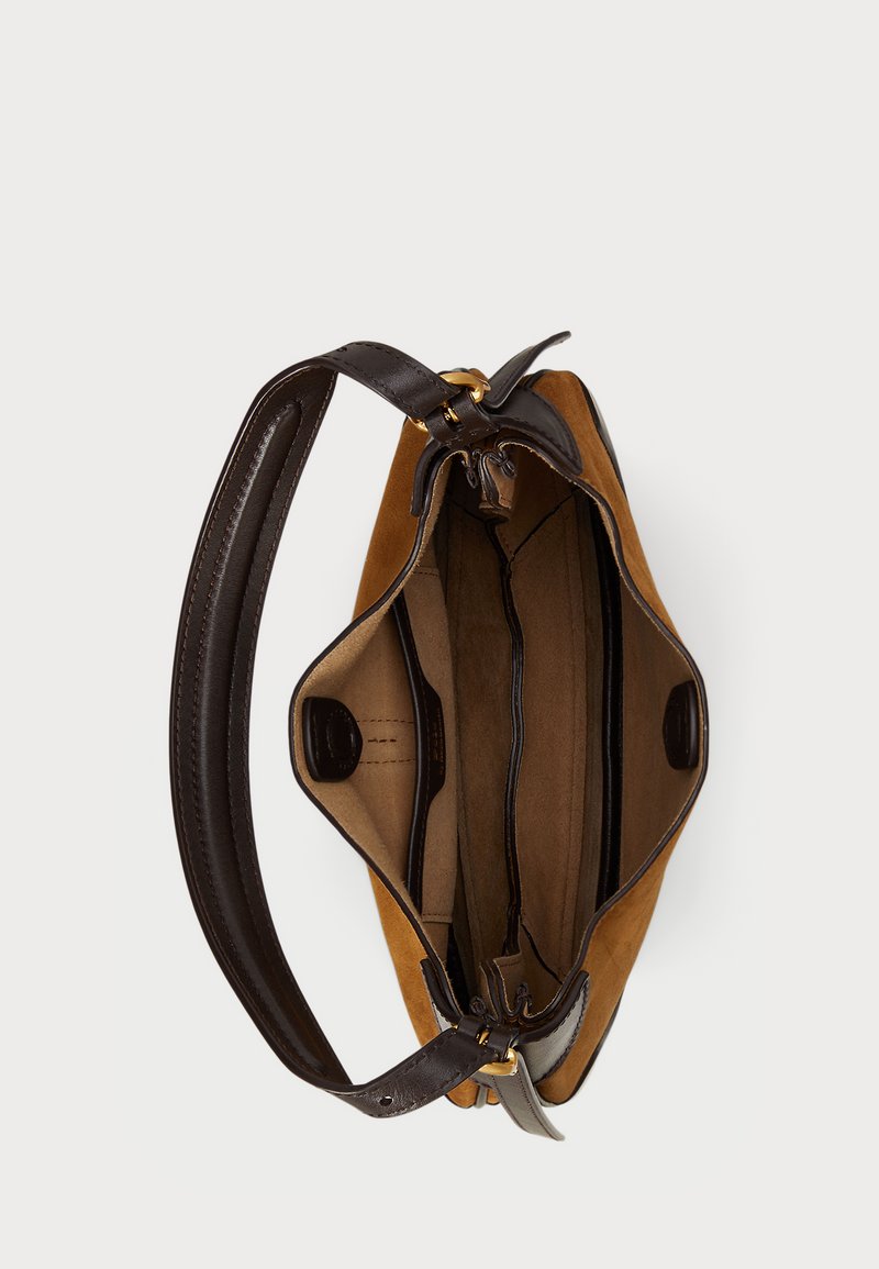polo id suede mini shoulder bag maple tobacco Polo Ralph Lauren POLO ID SUEDE LEATHER SMALL SHOULDER BAG - Handbag - maple /tobacco/brown