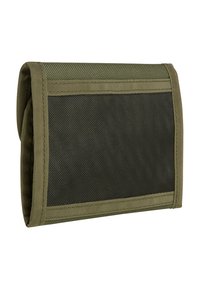 Maslinasto zelena tkanina torbica s mrežastom pločom, ojačanim ivicama i šivenim šavovima; dizajnirana za izdržljivost i svestranu upotrebu za pohranu.