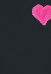 Roze hart geschilderd in de rechterbovenhoek van een donkere achtergrond. Het hart heeft een gestructureerde penseelstreek uitstraling.