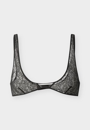 KIKI DE MONTPARNASSE, PETITE FLEUR SCOOP NECK SOFT BRA - Kolmnurklõikega rinnahoidja - black