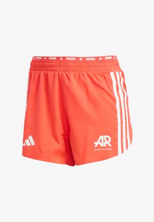 Adidas trkaće šortsice u svijetlo narančastoj boji, izrađene od laganog materijala, s bijelim prugama sa strane, elastičnim pojasom i detaljem s logotipom.