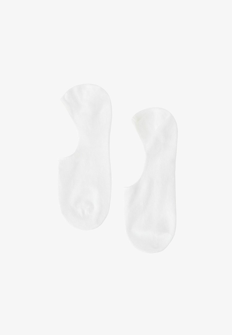 Weiße Knöchelsocken aus weichem Stoff, mit einem tiefen Schnitt, glatten Kanten und ohne sichtbare Muster oder Akzente.