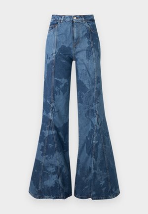 WIONA FLOWER - Jean flare - blue denim