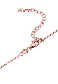 Rosen-guld armbånd med kædedesign og en lobsterlås. Har en glat tekstur og en skinnende overflade med synlig "925" mærkning.