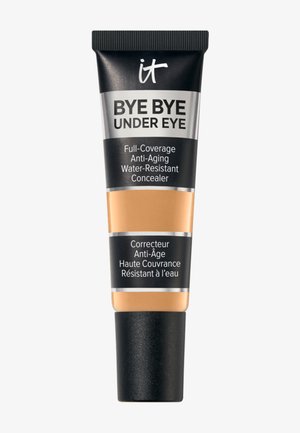 Tubetto di IT Bye Bye Under Eye correttore coprente, anti-età e resistente all'acqua con tappo nero e colore del prodotto beige visibile.