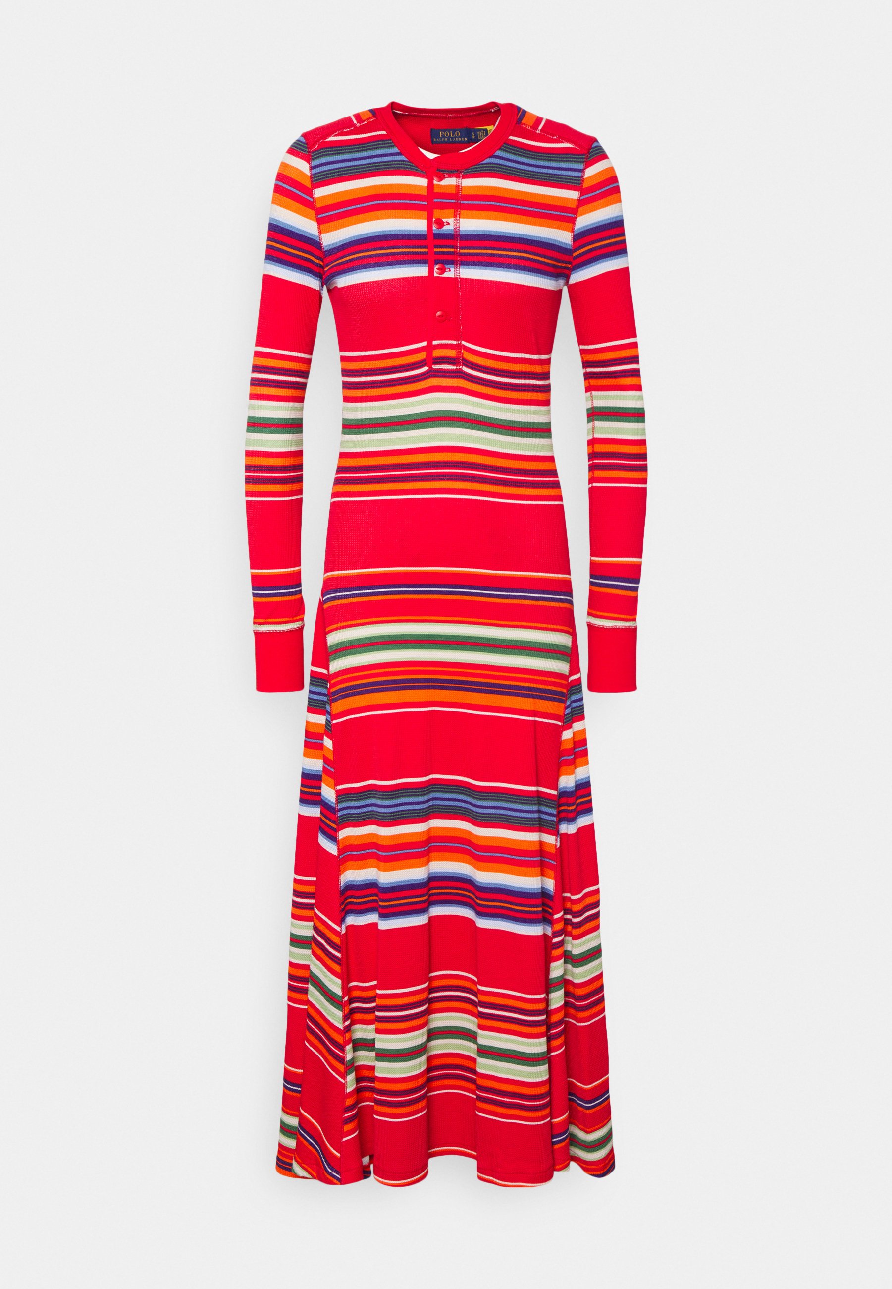 Polo Ralph Lauren STRIPED WAFFLE-KNIT HENLEY DRESS - Freizeitkleid - multi  stripe/mehrfarbig - Zalando.ch