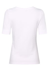 Witte T-shirt met korte mouwen en een ronde halslijn, met een gladde textuur en een aansluitend ontwerp. Geen patronen of versieringen zichtbaar.