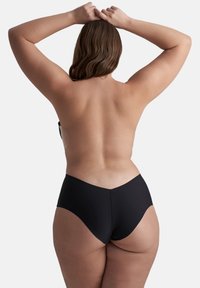 Zwart high-waisted bikinionderdeel met een V-vormige achterkant. Gemaakt van zachte stof, met een minimalistisch design en naadloze randen.