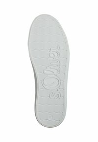 Suela de goma blanca con un patrón hexagonal y el logo "s.Oliver" embossado, bordes redondeados y talla "37" marcada en la parte inferior.