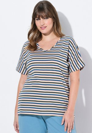 STRIPED SHORT SLEEVE V-NECK - Haut de pyjama - petrol