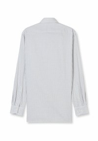 Langärmeliges Hemd in Weiß mit blauem und rotem Karomuster. Verfügt über einen spitzen Kragen und Knopfmanschetten. Weicher, strukturierter Stoff.