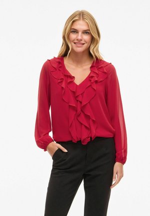 VIANE  L/S  FRILL NOOS - Blouse - jester red