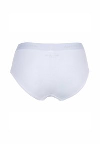 Culotte hipster en coton blanc, avec une texture lisse, une taille avec logo et un design simple sans embellissements.