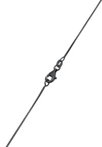 Sort metal kædearmbånd med en hummerklap og en slank, struktureret overflade. Designet er minimalistisk med et fint linkmønster.