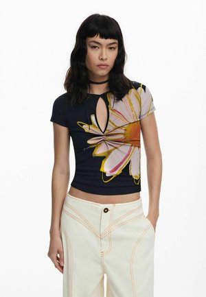 Desigual SHORT-SLEEVE FLORAL WITH OPENING - Blouse - black