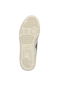 Soletta leggera da sneaker con una suola in gomma marrone texturizzata e scanalature a motivo. Para bianca con il logo Puma.