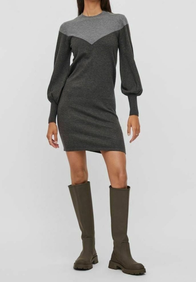 VILA Robe pull - mottled dark grey