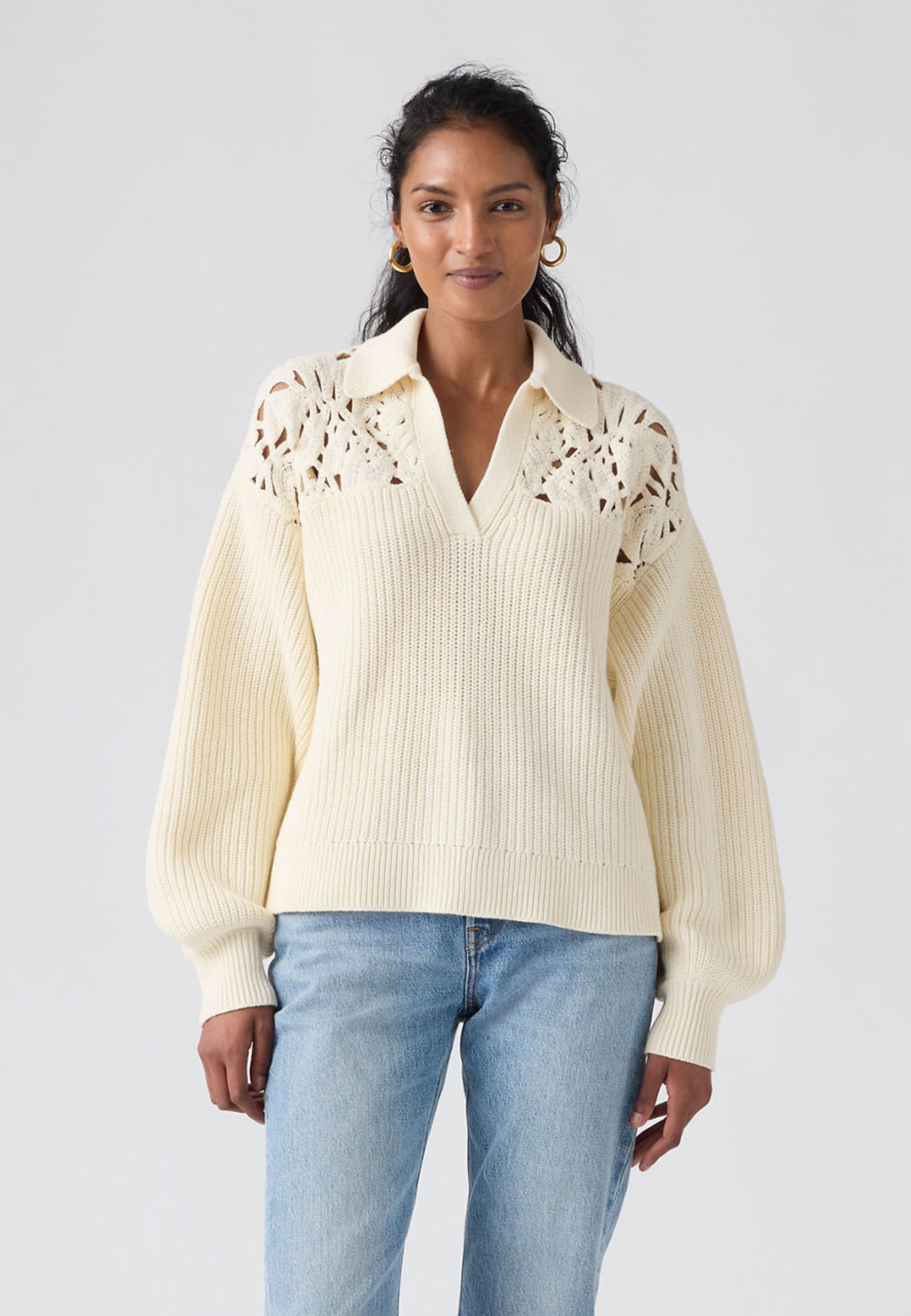 Levi's® BIANCA CROCHET POLO SWEATER - Jumper - tofu/white - Zalando.ie