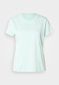 Ανοιχτό πράσινο κοντομάνικο t-shirt, στρογγυλή λαιμόκοψη, ομαλό ύφασμα, διαθέτει λευκό λογότυπο στο αριστερό στήθος, άνετη εφαρμογή.