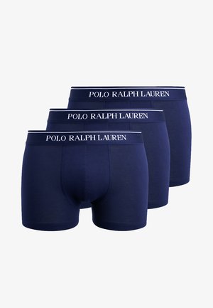 Drie paar marineblauwe boxershorts van een zachte katoenmix, met een elastische tailleband met het "POLO RALPH LAUREN" logo en een naadloos ontwerp.
