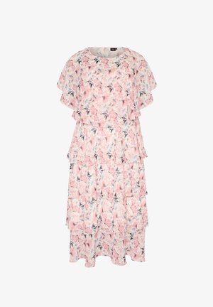 Zizzi, MAXIKLEID MIT RÜSCHEN-VOLANTS UND ABNEHMBAREM CAPE - Maxi-jurk - weiß