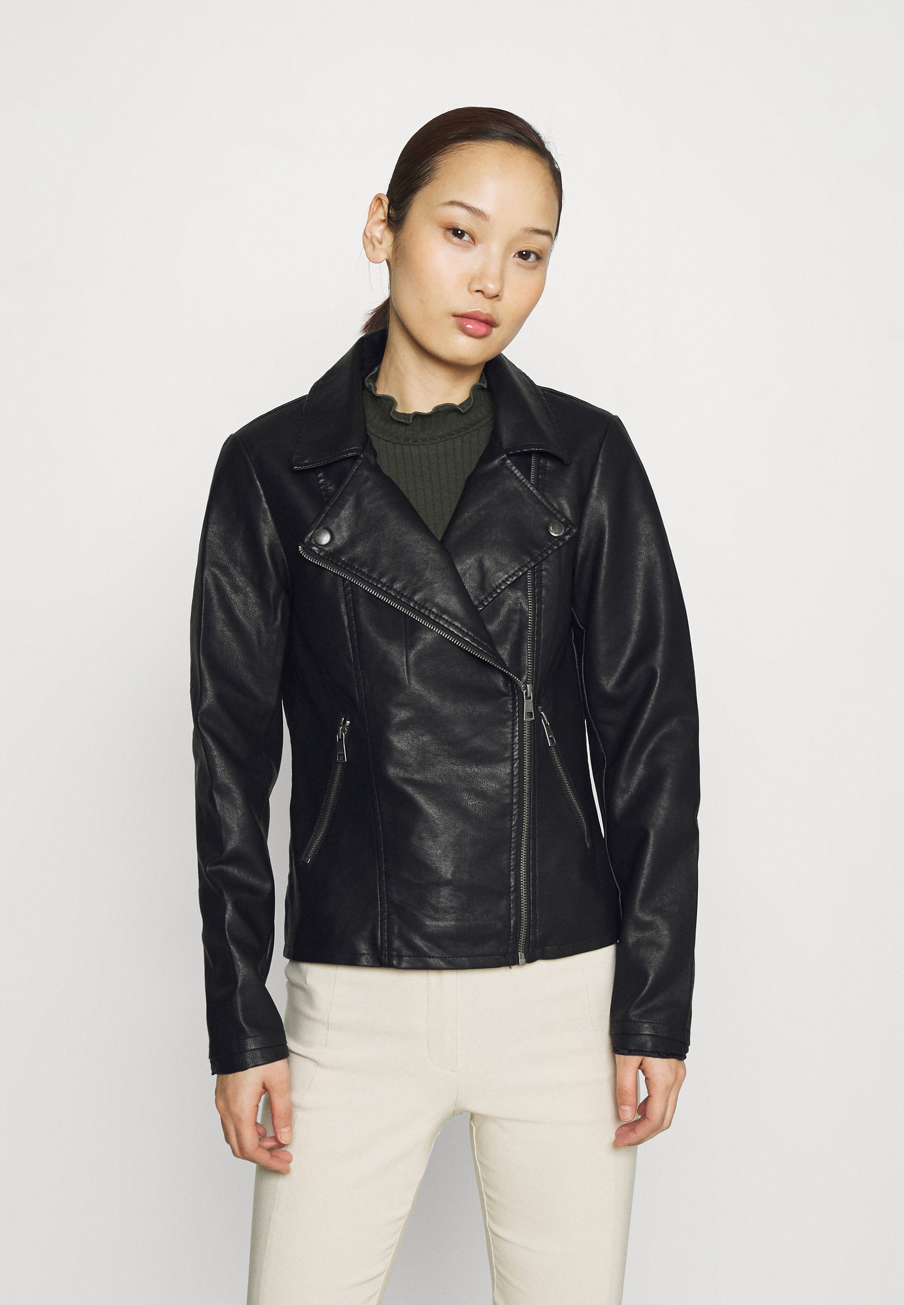 ONLY ONLMELISA BIKER - Chaqueta de cuero - black/negro - Zalando .es
