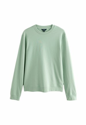 Lysegrøn langærmet sweatshirt lavet af blødt bomuld. Har en rund hals, ribbede manchetter og en lige søm. Minimalistisk design.