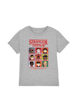 STRANGER THINGS PIXEL GROUP SELECT CHARACTER - Print T-shirt - mottled light grey